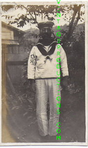 WWII Japanese Navy Sailor in white uniform with profeciency rates showing Photo