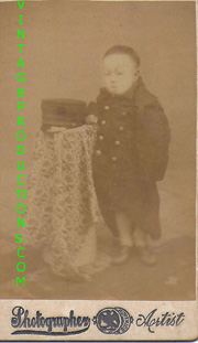 Meiji Era Studio Setting Of Japanese Child Wearing Military Uniform Photo