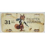 WWII Disney Design 31st Fighter Squadron Hand Painted License Plate