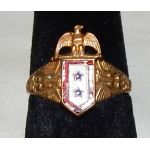 WWI Two Star Son In Service 12K Gold Ring