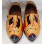 WWII Antwerp Belgium V For Victory Painted Wooden Shoes