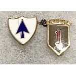 WWII 26th Infantry Blue Spaders 1st Division Chained Sweetheart / Patriotic Pin